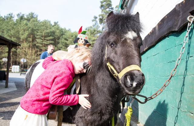 Kind kuschelt mit einem Pony