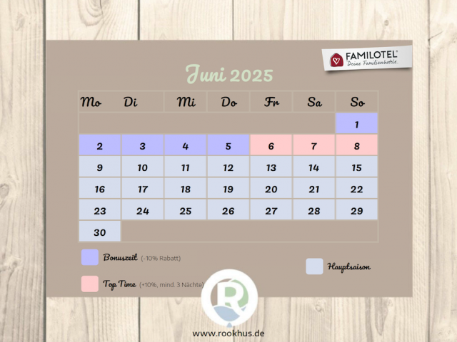 Saisonkalender für Juni 2025 im Borchard’s Rookhus
